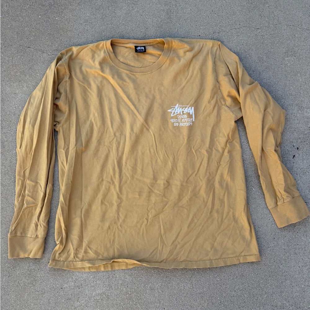 Stussy Men's Mustard Yellow Dover St Market LA Long Sleeve Tee - Picture 2 of 4